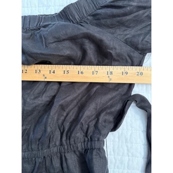 FRAME Off The Shoulder Dress Women's Large Black Linen Belted MSRP $375 - Picture 4 of 8